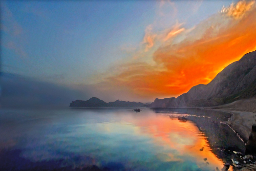 "... In the sunset splendor flaming summer ..."