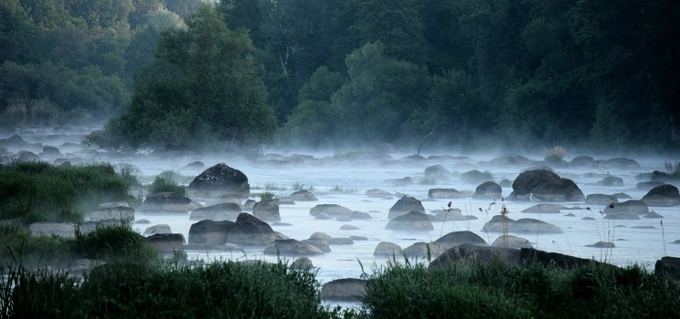 When the river ends in the water.