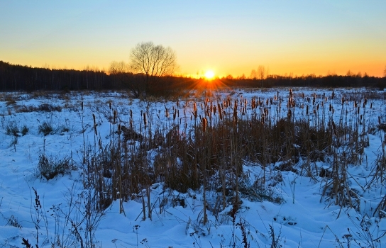 Sunset on the river Plisa