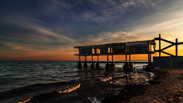 Bridge at sunset Yevpatoria)