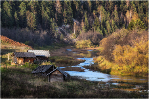 Sheds on the shore