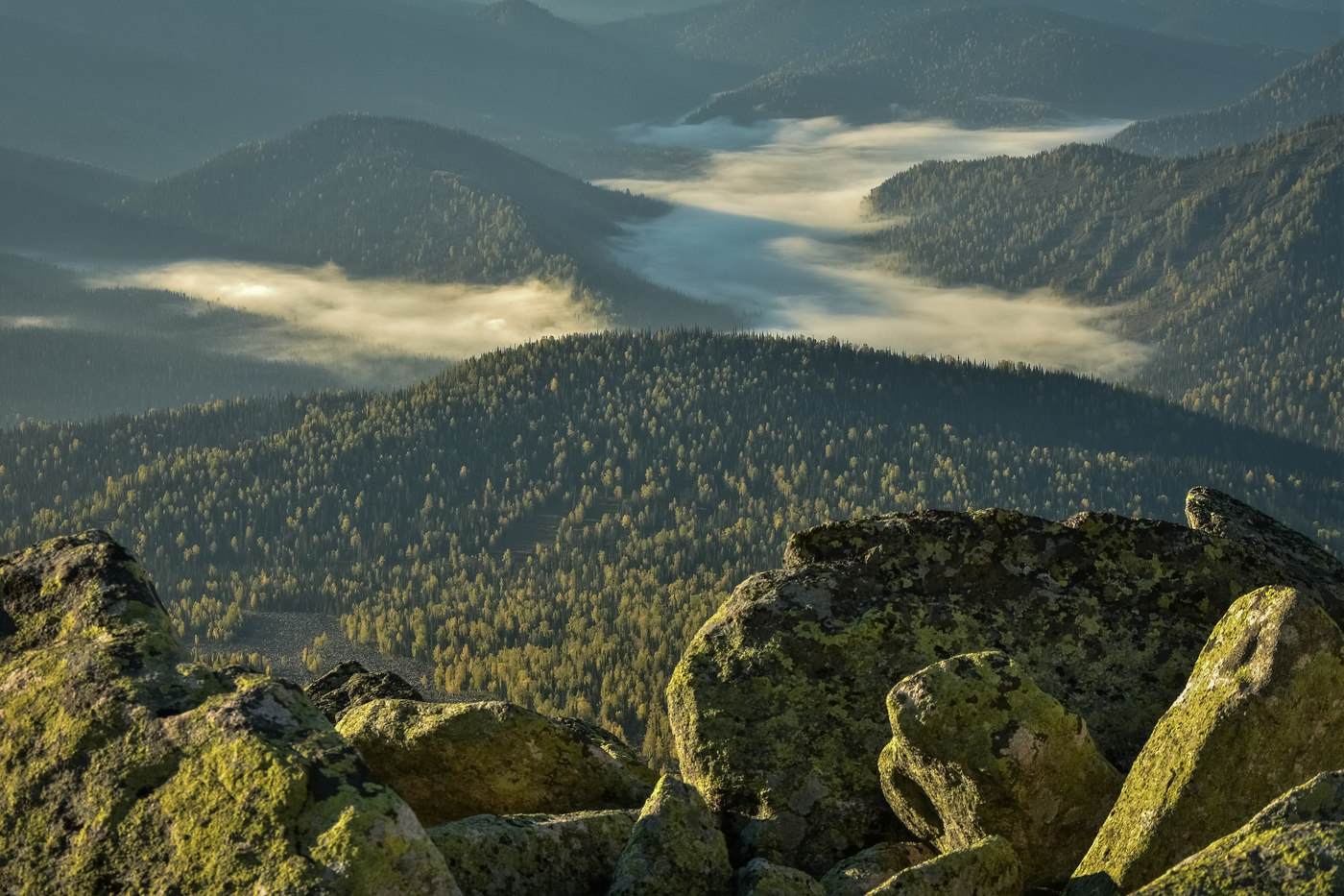 In the mountains in the early morning Kuznetsk Alatau