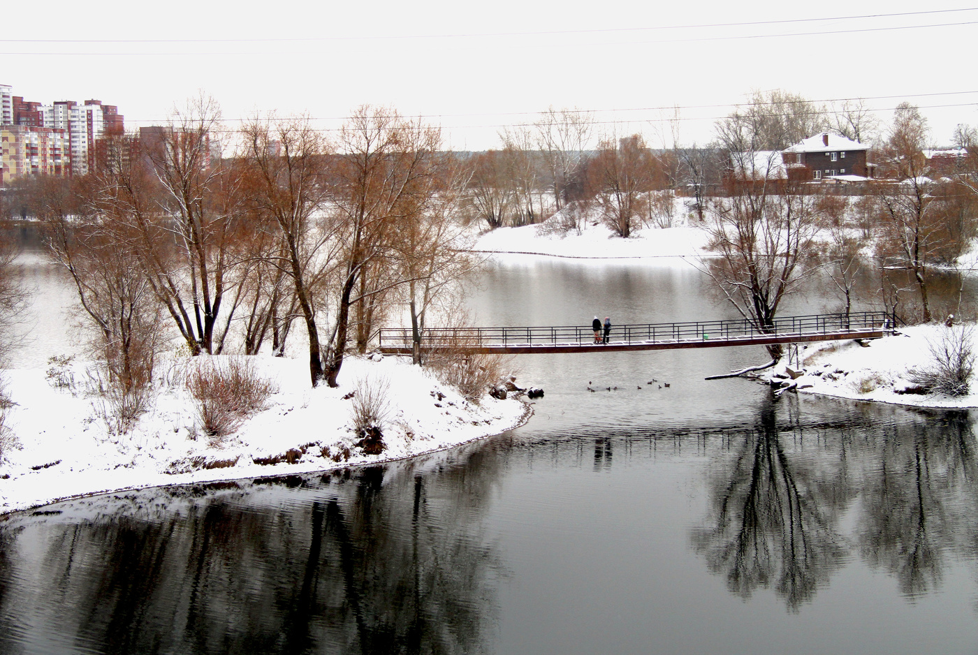 On the bridge.