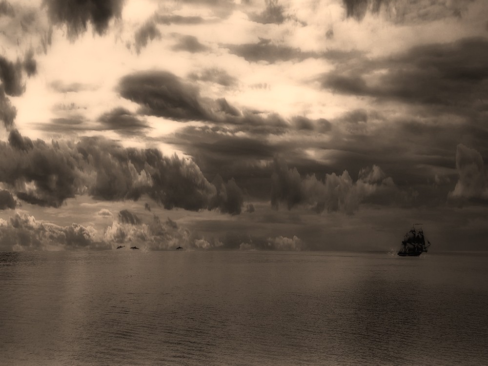 at sea