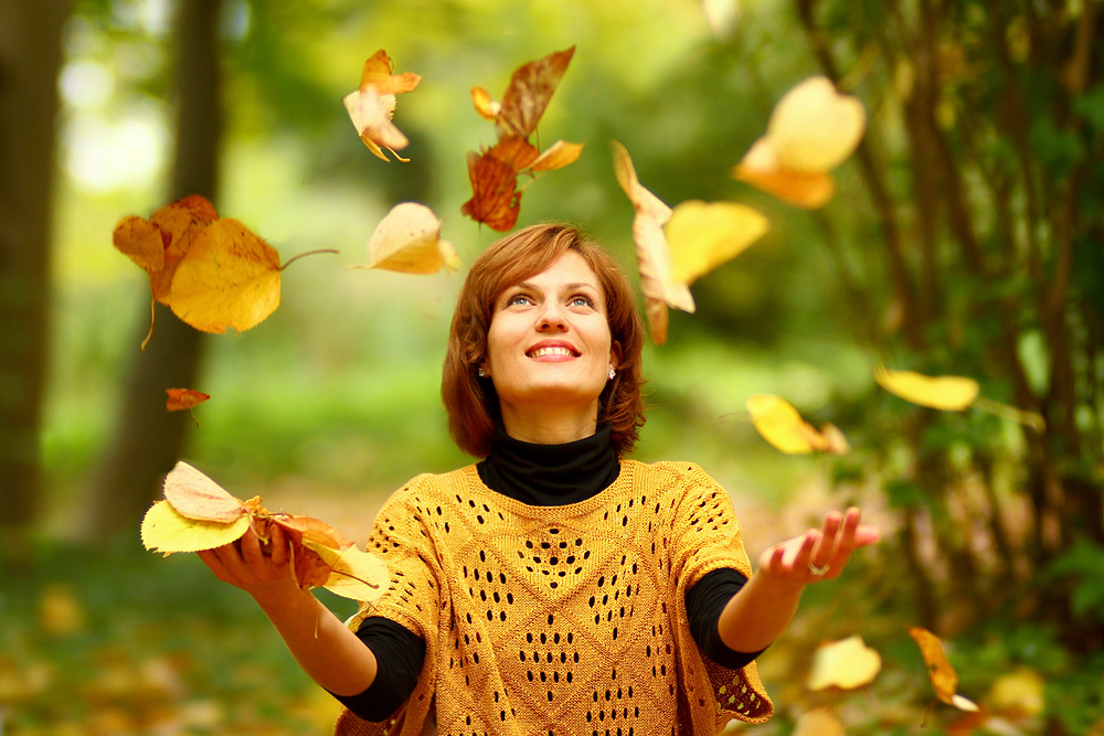 Playing with leaves