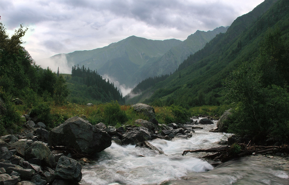 In the mountains.
