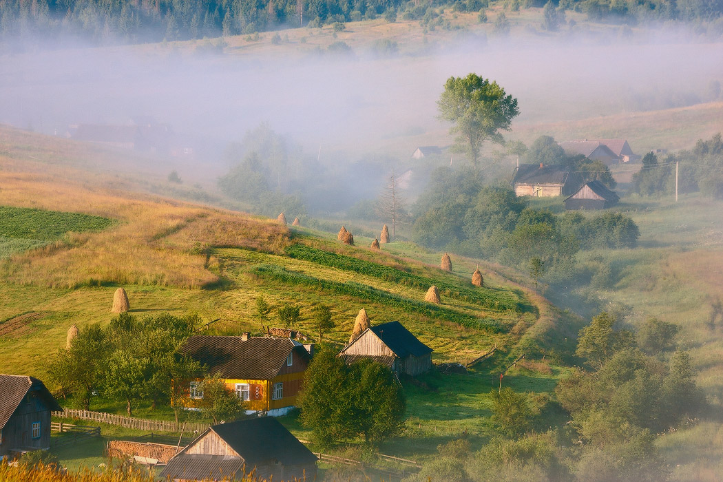 of the Carpathian village in the morning
