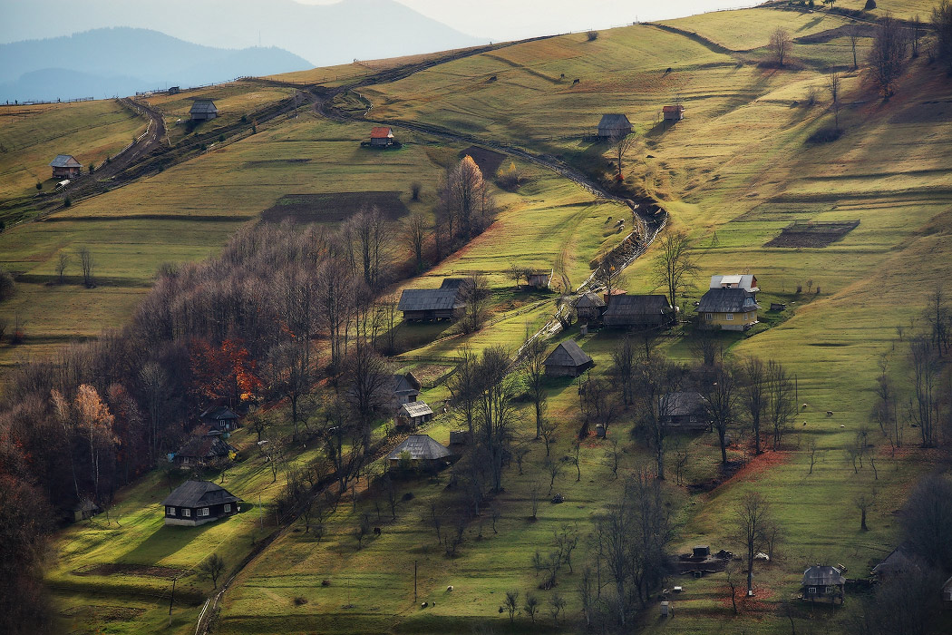 November sun in the Carpathian village