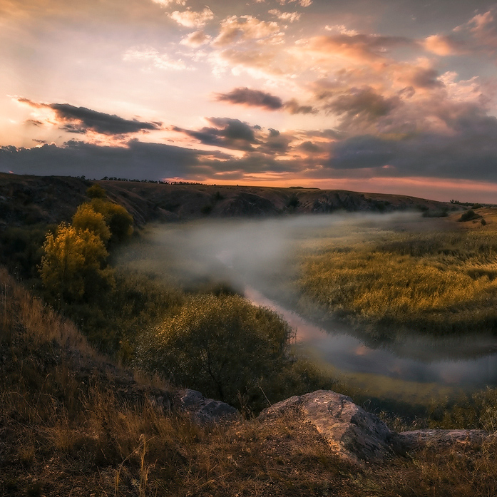 Sunset with fog