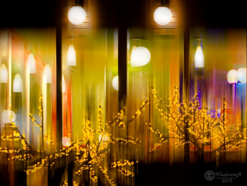 Lights evening cafe