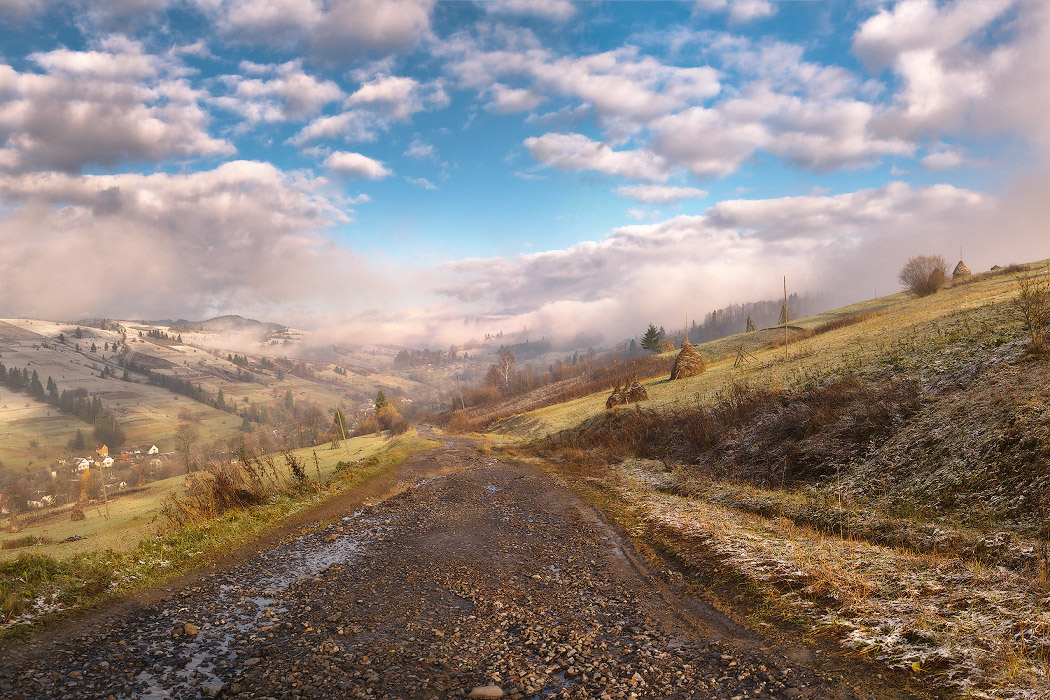 In the footsteps of the outgoing fog
