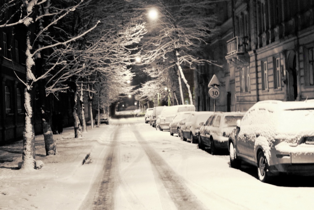 And the street was covered with snow