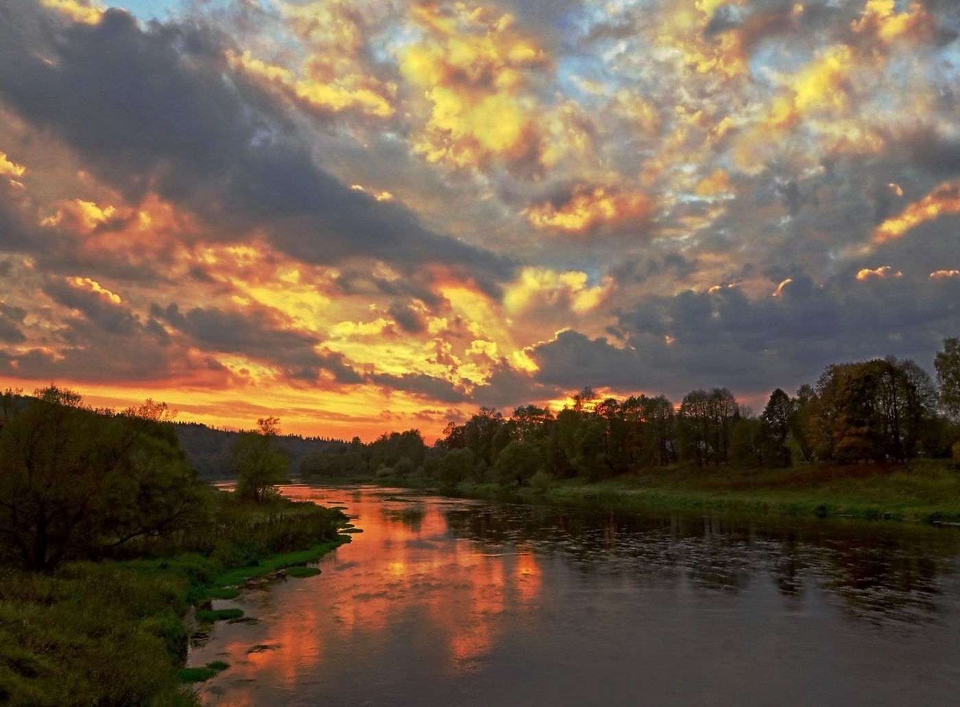 Sunset over the river