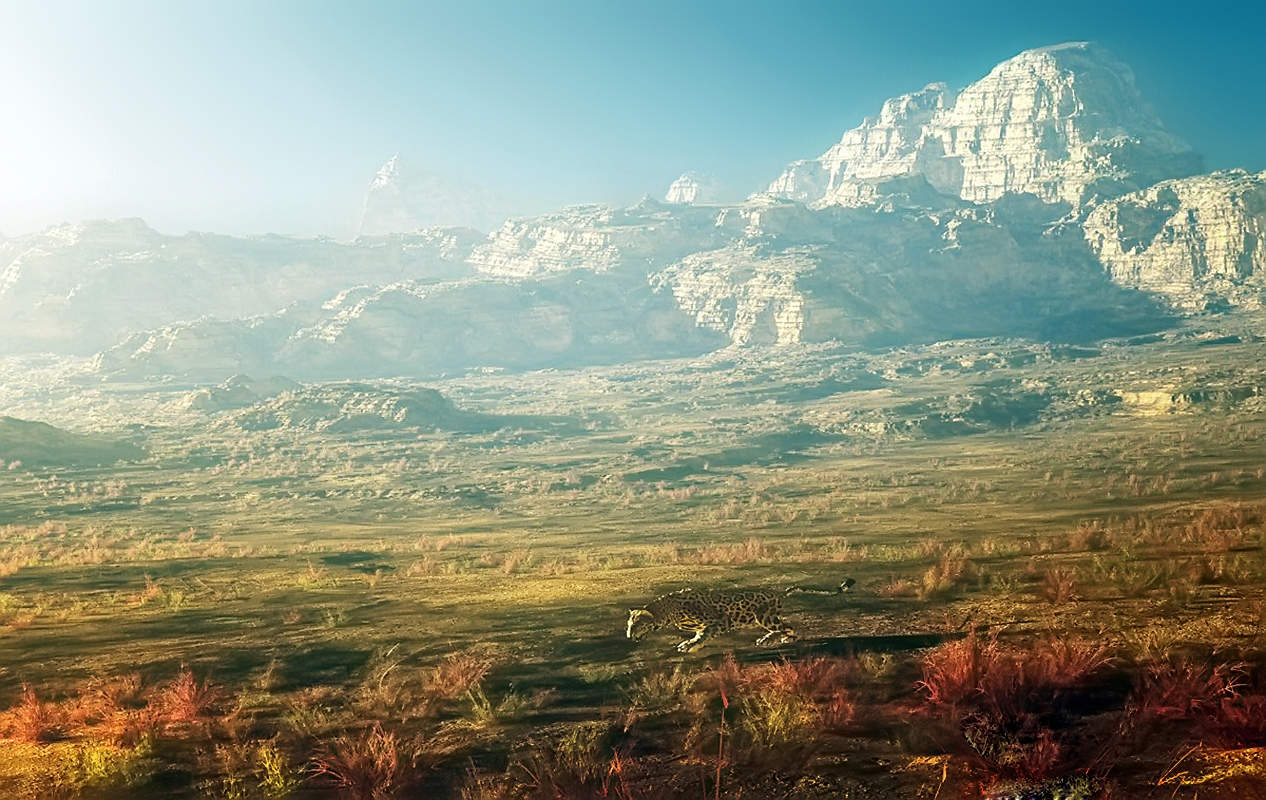 At the foot of the mountains ...