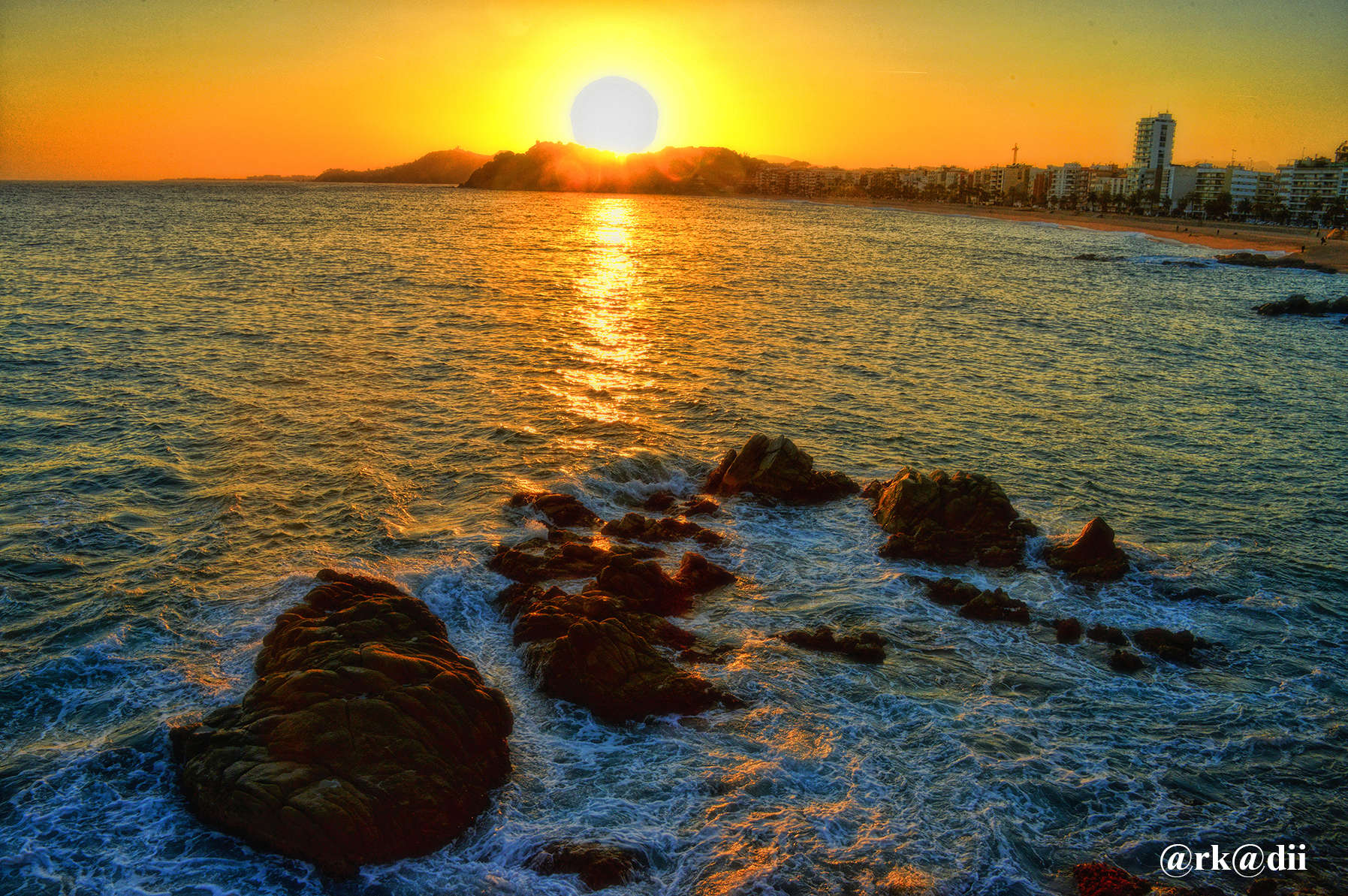 At sunset.